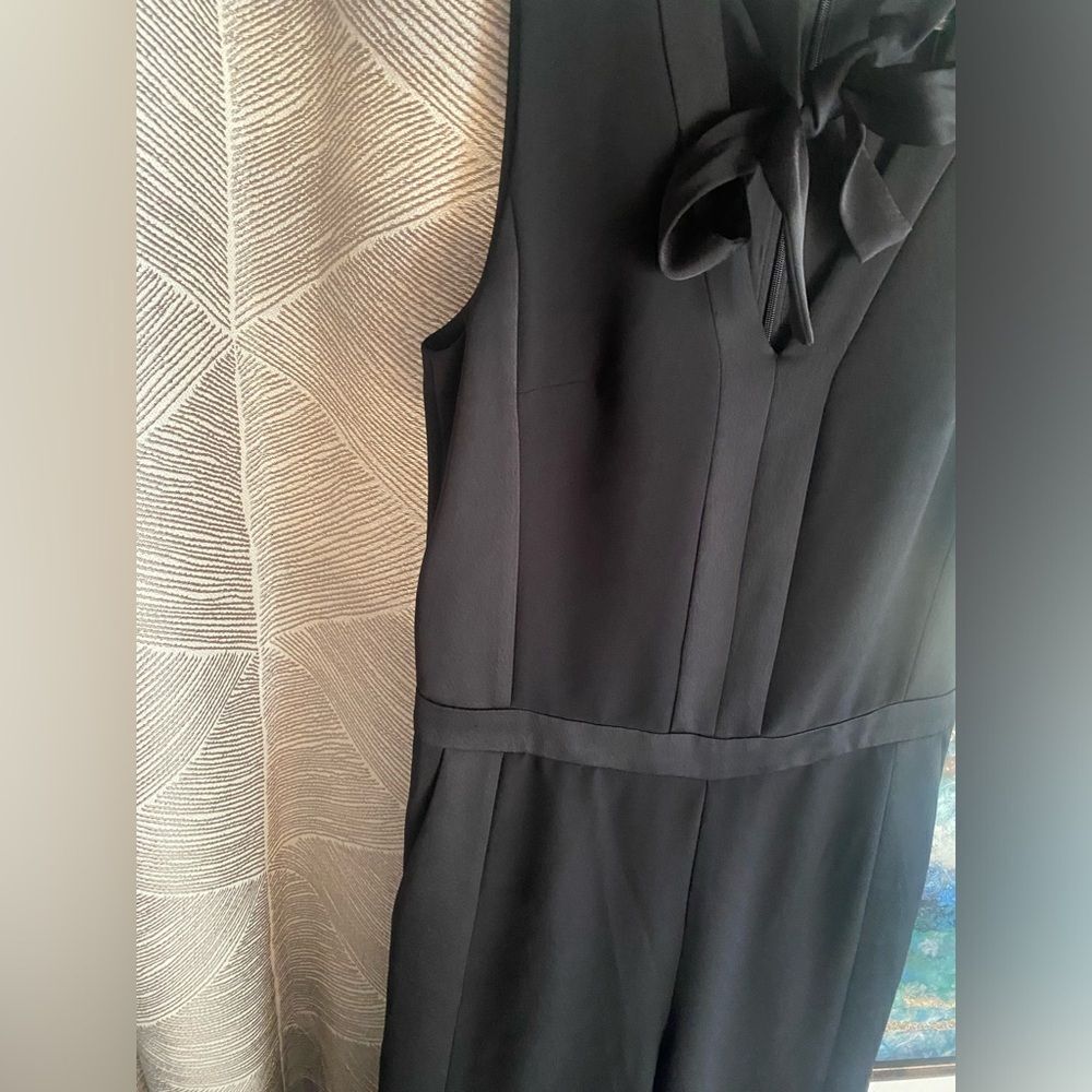 NWT Banana republic wide leg black crepe v-neck jumpsuit size 0 Pockets - Picture 12 of 14